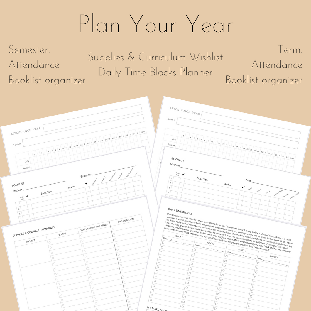 Plan Your Year Lite - Printable Set